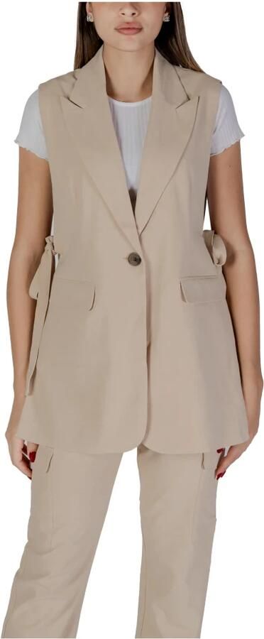 B.Young Beige V-hals Mouwloze Blazer met Zakken Beige Dames - Foto 4