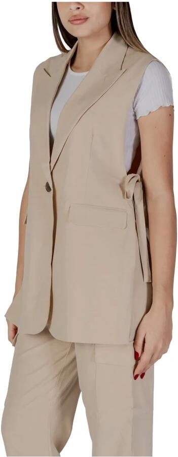 B.Young Beige V-hals Mouwloze Blazer met Zakken Beige Dames - Foto 2