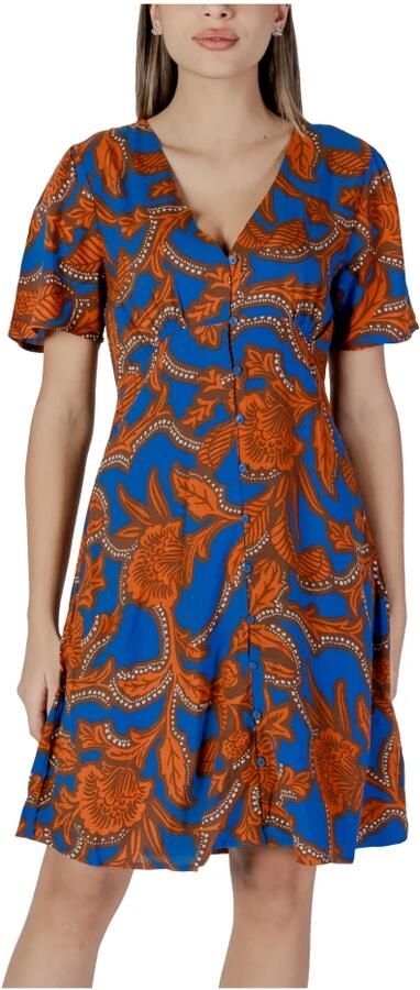 B.Young Blauwe Print V-hals Shorts met Knopen Multicolor Dames - Foto 4