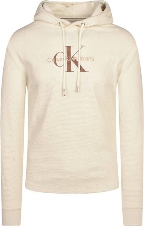 Calvin Klein Archival Monologo Waffle Hoodie Beige Heren