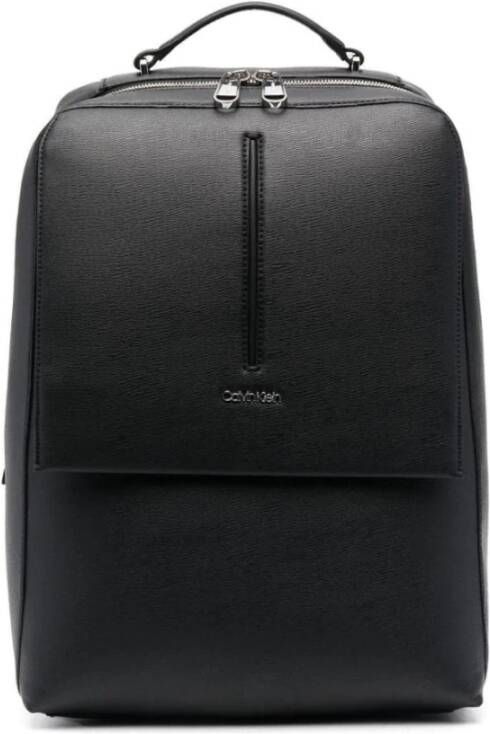 Calvin Klein Zwarte polyester rugzak met laptopvak Zwart Unisex