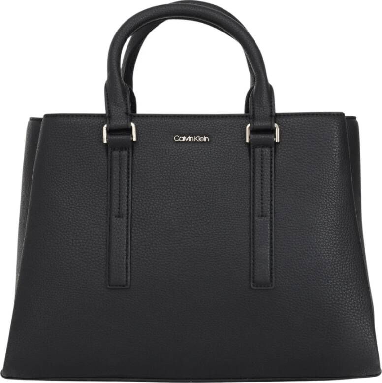 Calvin Klein Zwarte Verhoogde Tote Tas Black Dames