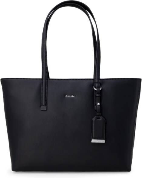 Calvin Klein Zwarte tas van imitatieleer met metalen logo Black Dames