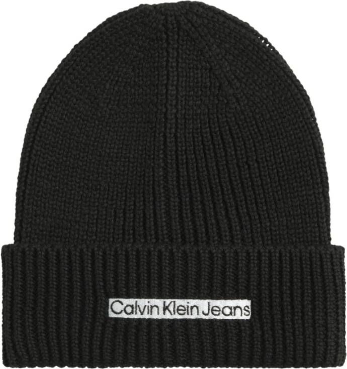 Calvin Klein Jeans Zwarte Jeans Hoeden met Geborduurd Logo Black Heren