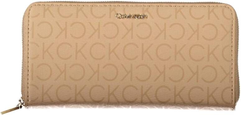 Calvin Klein Damesportemonnee met allover logo en rits Brown Dames