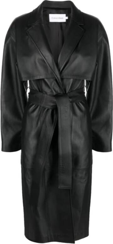 Calvin Klein Belted Coats Zwart Dames