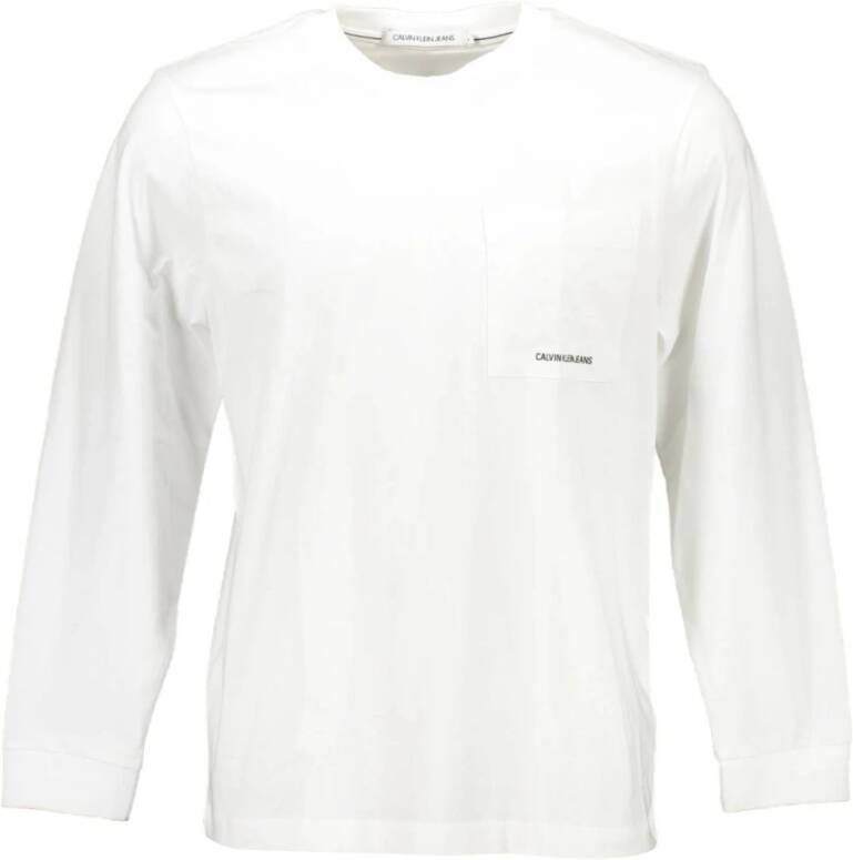 Calvin Klein Biologisch Katoenen T-Shirt met Lange Mouwen Wit Heren