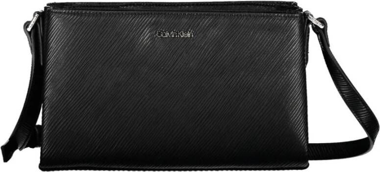 Calvin Klein Zwarte Polyester Handtas met Verstelbare Schouderband Zwart Dames