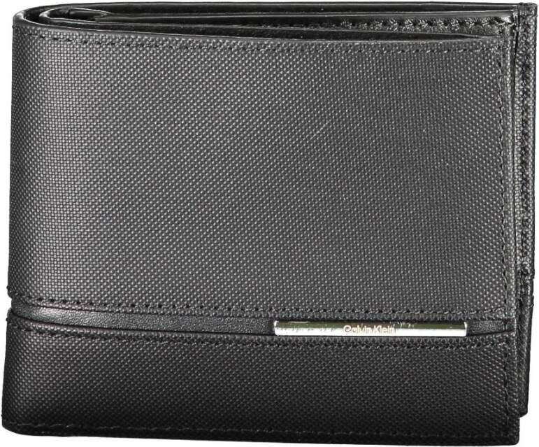 Calvin Klein Stijlvolle Leren Bifold Portemonnee met Muntvakje Black Heren