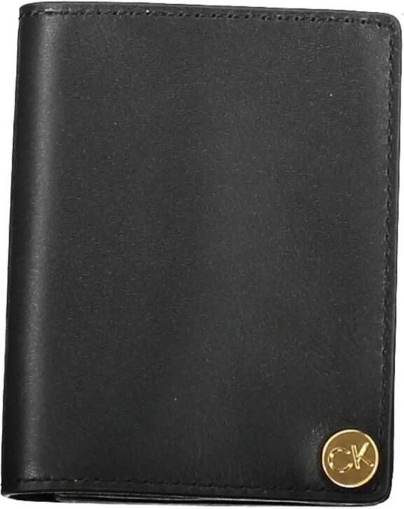 Calvin Klein Zwarte leren portemonnee met kaarthouder en muntvakje Zwart Heren