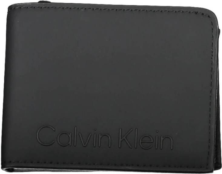 Calvin Klein Portemonnee van synthetisch leer met kaarthouder documentenvak en muntvakje Black Heren