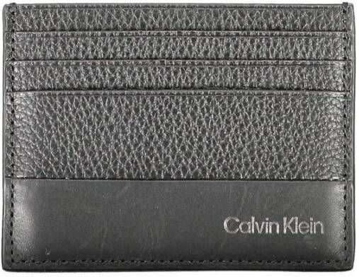 Calvin Klein Zwarte leren portemonnee met kaarthouder Black Unisex