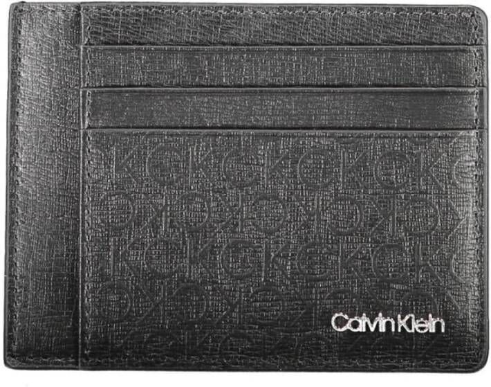 Calvin Klein Zwarte polyester portemonnee met kaarthouder Zwart Heren