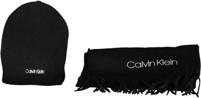 Calvin Klein Black Polyester Scarf Zwart Heren