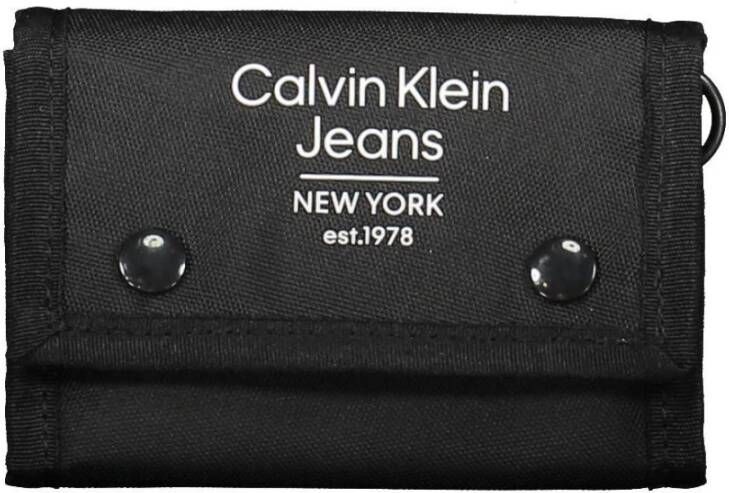 Calvin Klein Jeans Heren Zwarte Print Portemonnee met Clip Black Heren