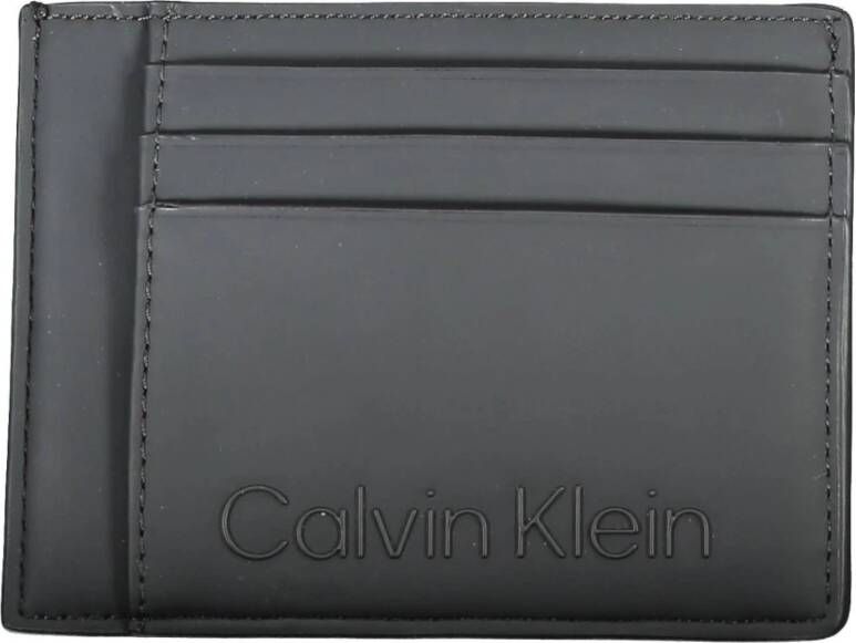 Calvin Klein Zwarte Polyester Portemonnee met Kaarthouder en Ritsvak voor Munten Zwart Heren