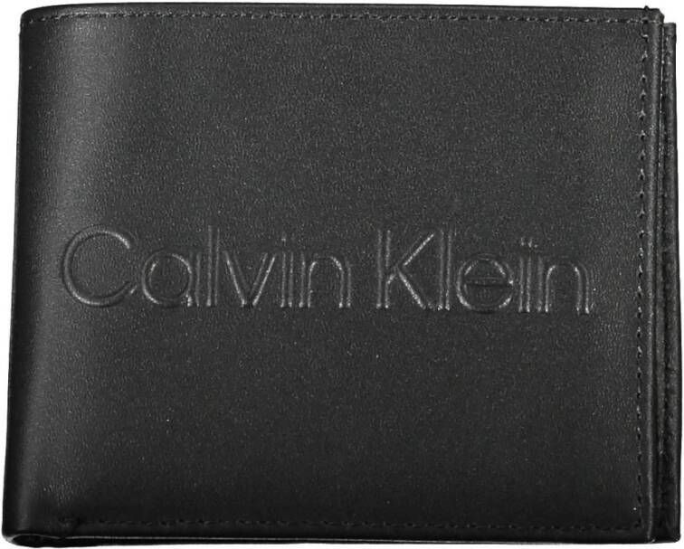 Calvin Klein Leren Kaarthouder Portemonnee Modern Compact Ontwerp Black Heren