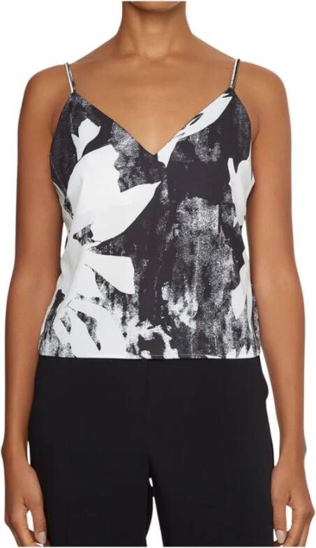 Calvin Klein Mouwloze blouse met patroon en V-hals Black Dames