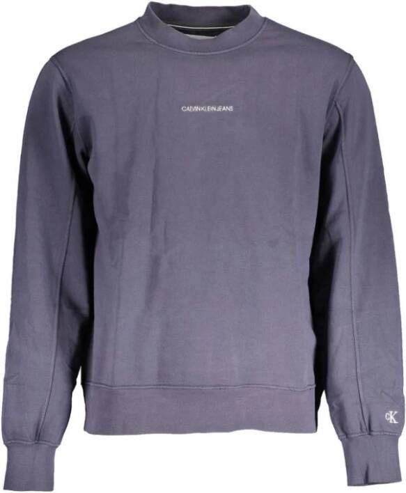 Calvin Klein Blue Cotton Sweater Blauw Heren
