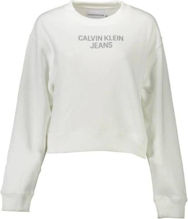 Calvin Klein Witte Sweatshirt voor Dames met Logo Print Wit Dames