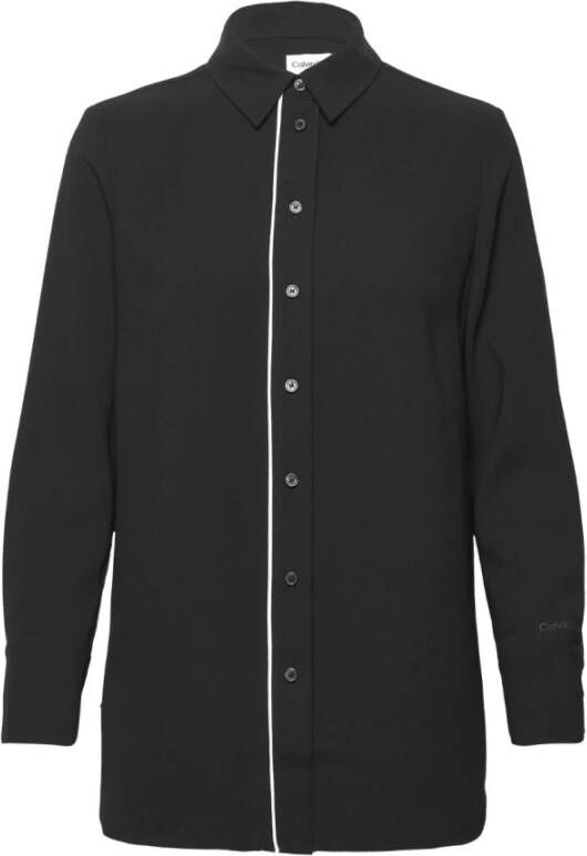 Calvin Klein Omkeerbare Crepe Blouse Lange Mouw K20K205521 BEH Black Dames