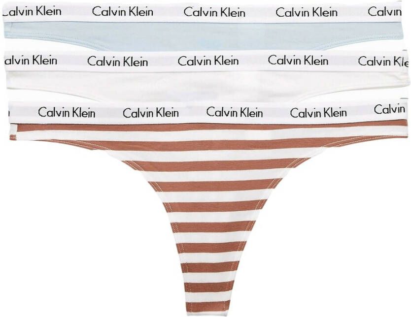 Calvin Klein Underwear String met logostitching in een set van 3 stuks model 'TABLE'