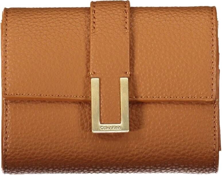 Calvin Klein Bruine Polyester Portemonnee met Muntvakje en Kaartsleuven Brown Dames
