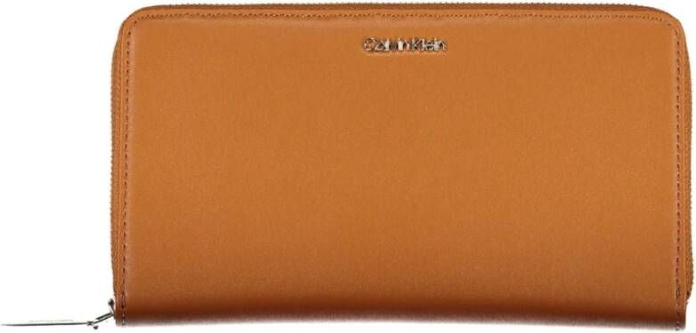Calvin Klein Bruine Polyurethaan Portemonnee met RFID-slot Bruin Dames