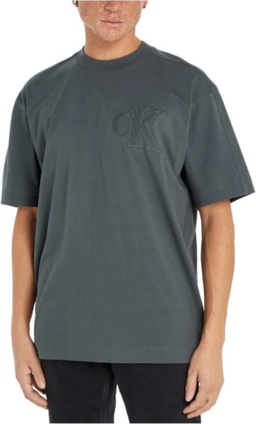 Calvin Klein Jeans Groene korte mouw monogram T-shirt Gray Heren - Foto 3