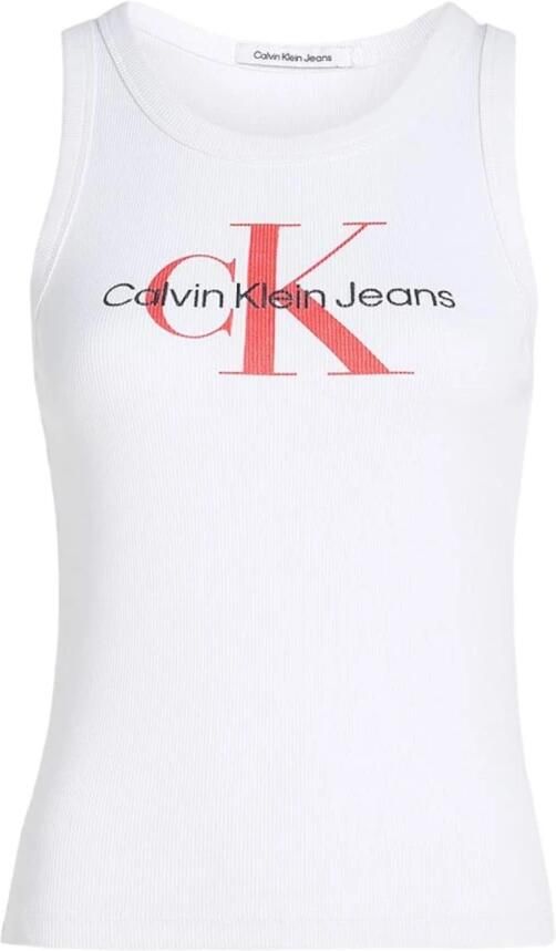 Calvin Klein Jeans Witte Mouwloze Tanktop Elegante Print White Dames - Foto 3