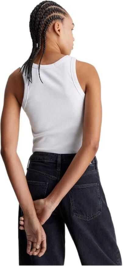 Calvin Klein Jeans Witte Mouwloze Tanktop Elegante Print White Dames - Foto 2
