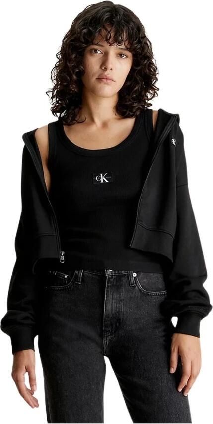Calvin Klein Jeans Zwart Zip-Through Sweatshirt met Logo Badge Black Dames - Foto 4