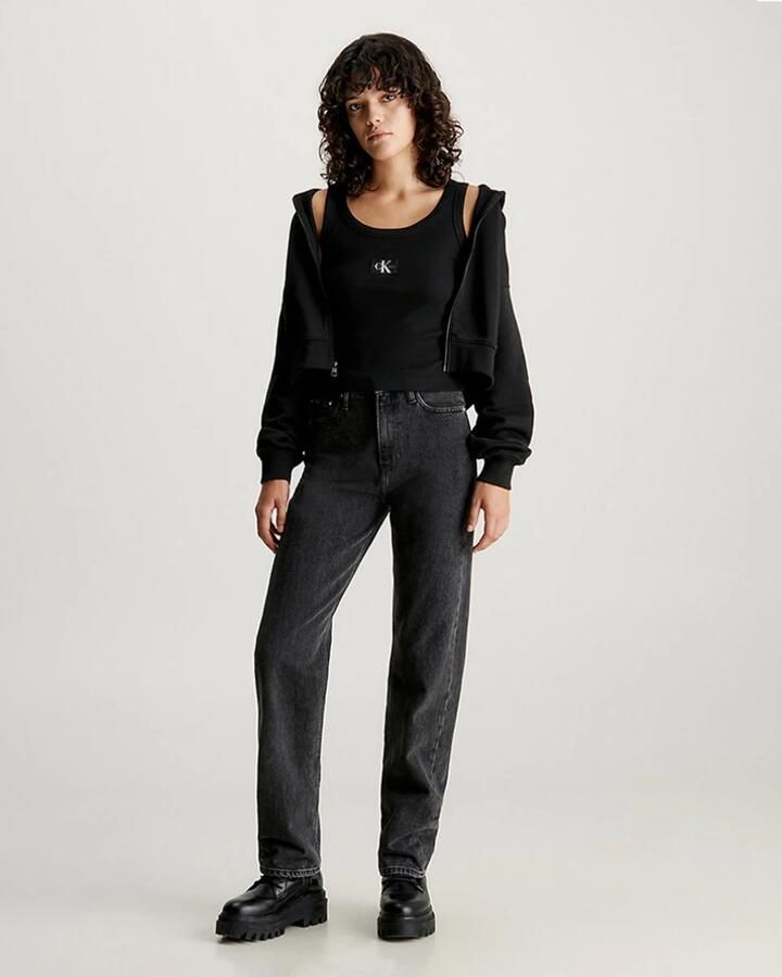 Calvin Klein Jeans Zwart Zip-Through Sweatshirt met Logo Badge Black Dames - Foto 3