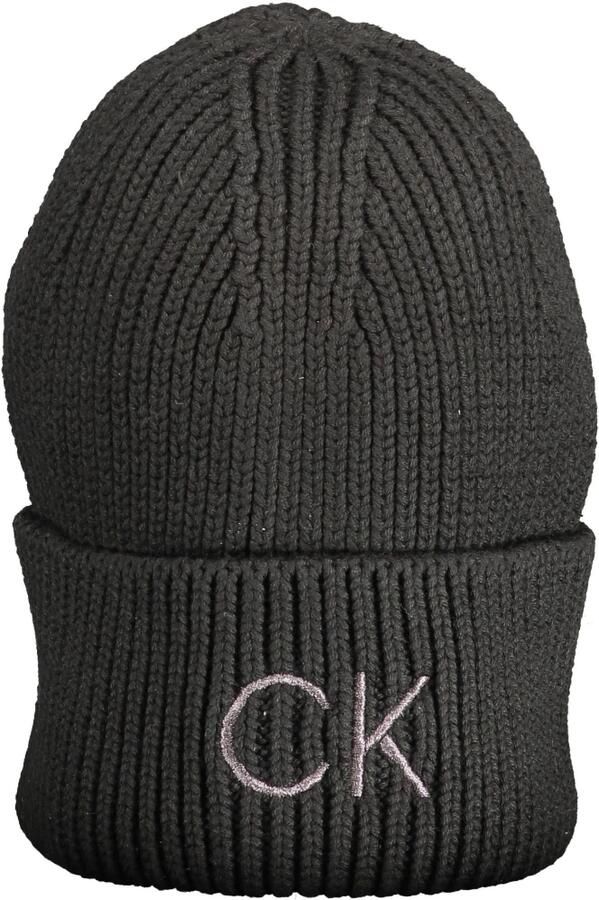 Calvin Klein Zwarte geborduurde logo beanie voor Black