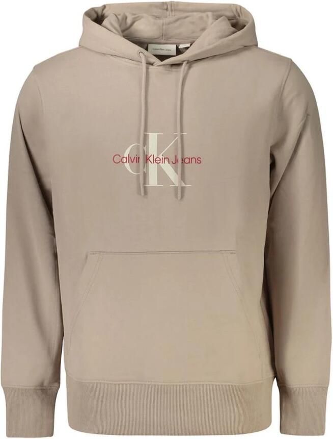 Calvin Klein Distressed Monologo Sweater Herfst Winter Collectie Beige Heren