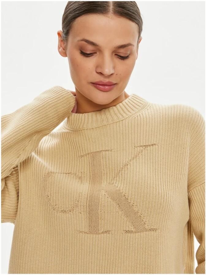 Calvin Klein Jeans Beige Crewneck Sweater met CK Monogram Beige Dames - Foto 3
