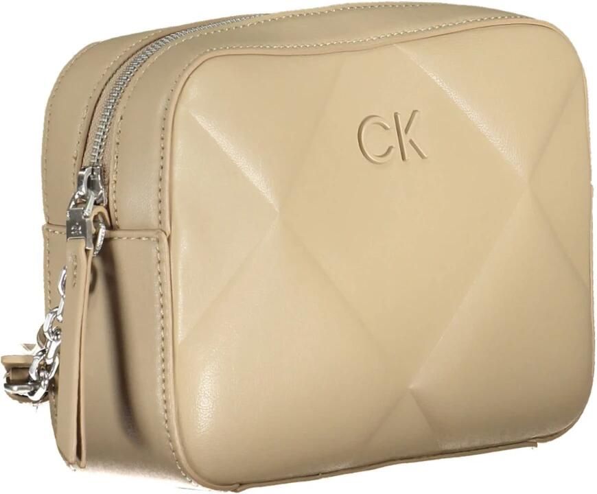 Calvin Klein Beige Schoudertas met Verstelbare Band Beige Dames