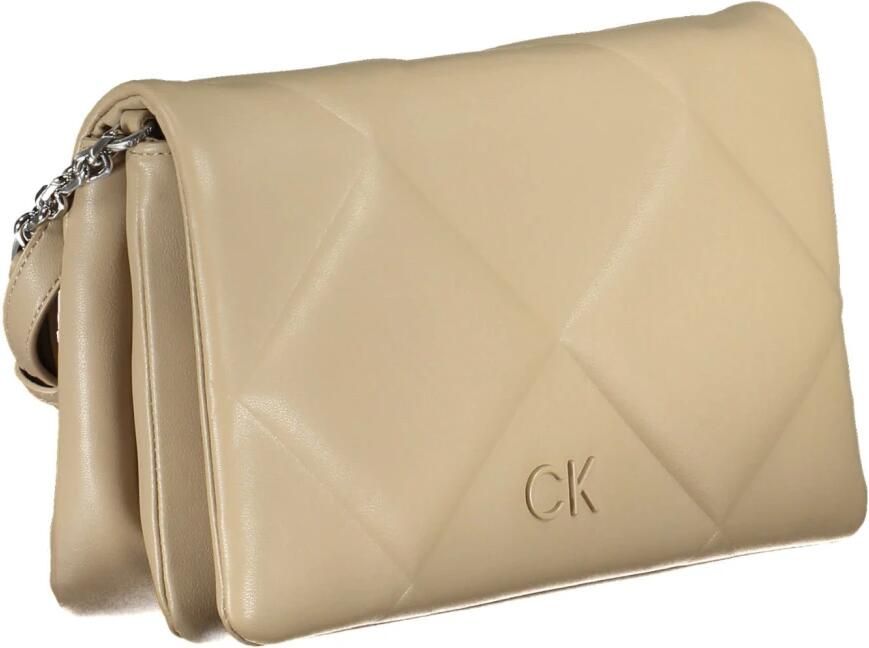 Calvin Klein Gewatteerde Schoudertas Beige Leatherlook Beige Dames