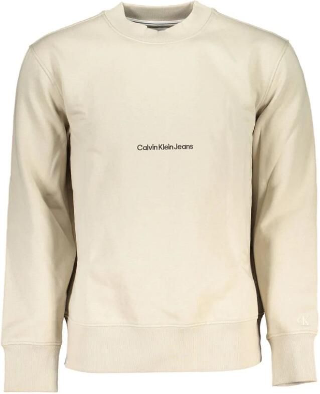 Calvin Klein Beige Sweatshirt met Lange Mouwen Geborduurd Logo Beige Heren