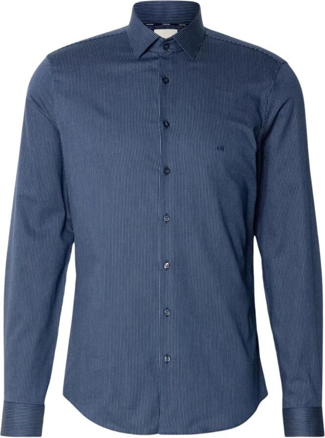 Calvin Klein Blauw Gestreept Overhemd Slim Fit Blue Heren - Foto 5