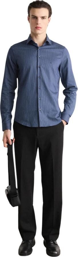 Calvin Klein Blauw Gestreept Overhemd Slim Fit Blue Heren - Foto 4