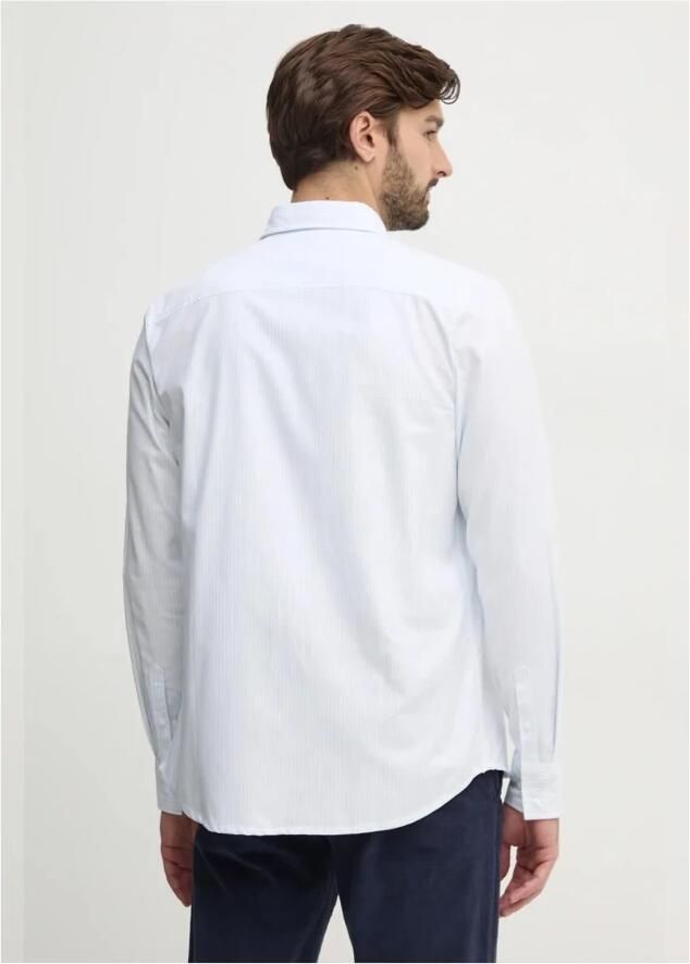 Calvin Klein Blauw Katoenen Overhemd Rechte Snit Blue Heren