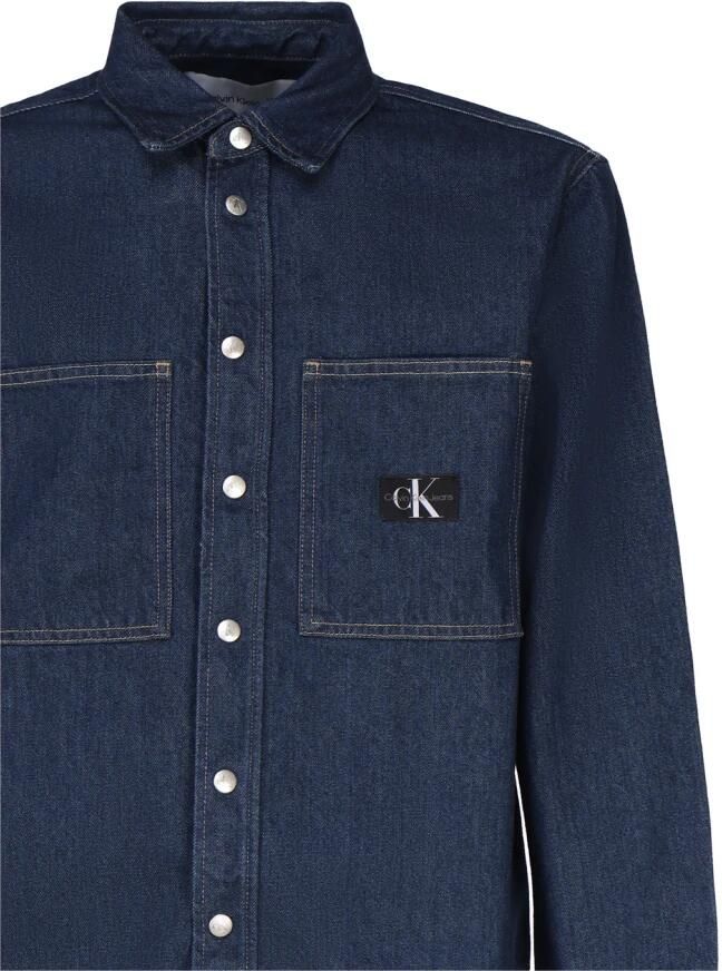 Calvin Klein Blauwe Katoenen Overhemden met Metalen Drukknopen Blue Heren - Foto 3