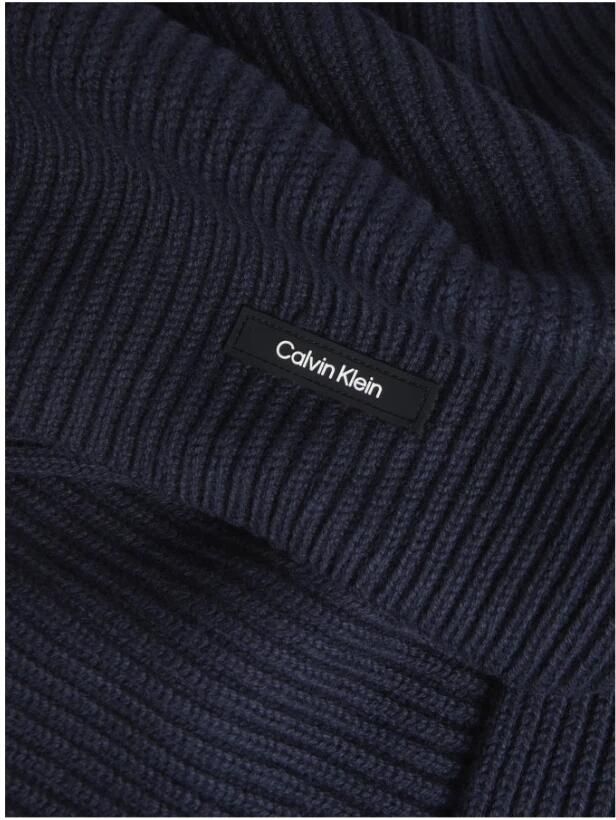 Calvin Klein Blauwe Katoenen Sjaal voor Mannen Blue Heren