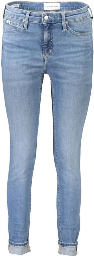 Calvin Klein Slim Fit Gewassen Jeans met Logo Detail Blauw Dames