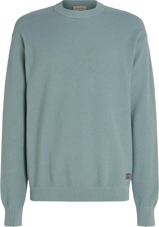 Calvin Klein Jeans Groene Gebreide Trui Lange Mouw Ronde Hals Green Heren
