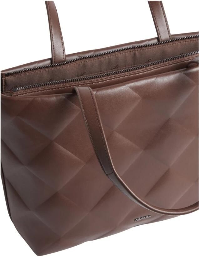 Calvin Klein Bruine Diamant Quilt Shopper Handtas Brown Dames