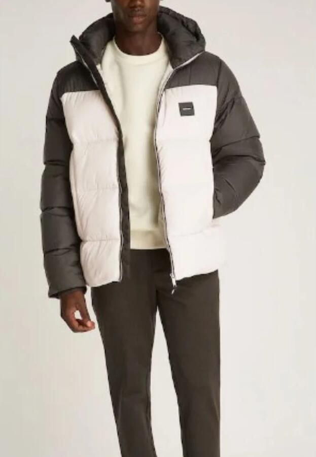 Calvin Klein Color-Block Hooded Gewatteerde Pufferjas Black Heren - Foto 2