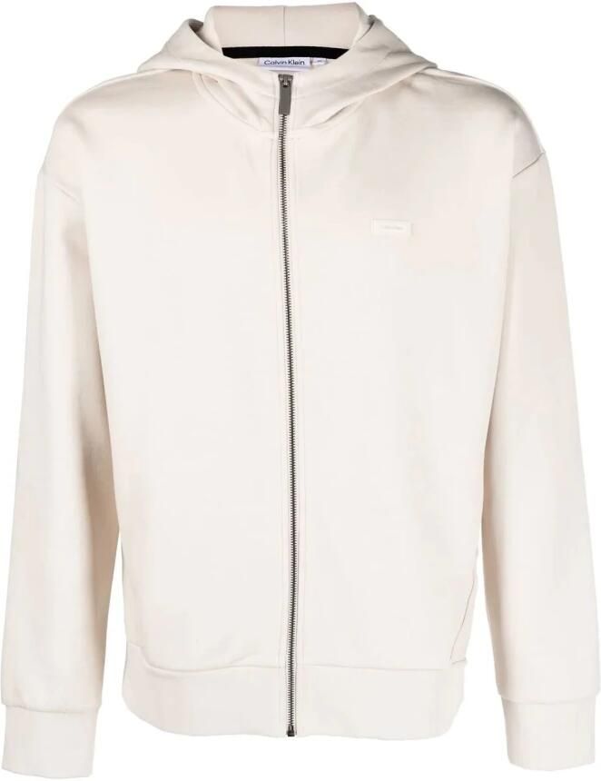 Calvin Klein Comfortabele Beige Katoen-Polyester Hoodie Jas Beige Heren