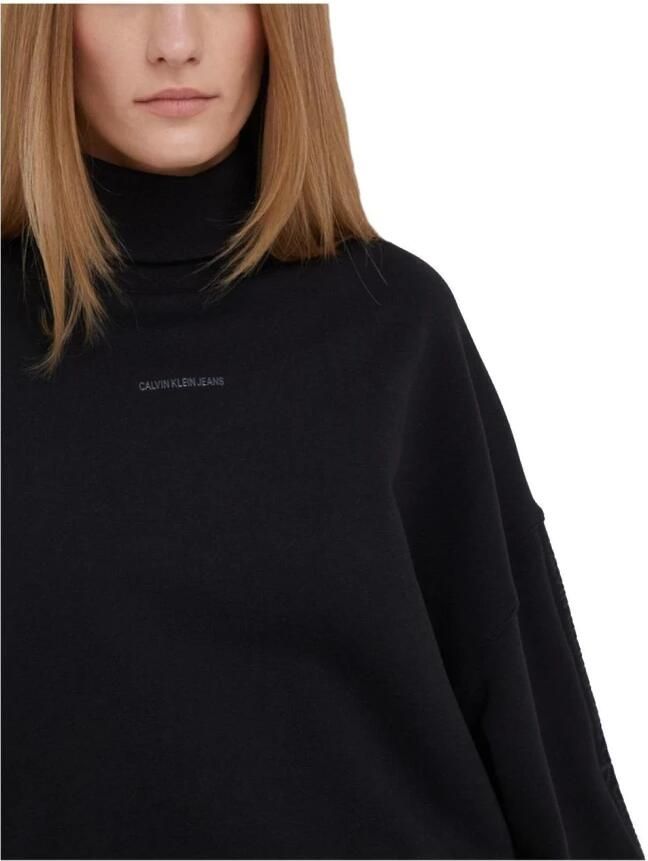 CALVIN KLEIN Dames Truien & Vesten Logo Trim Roll Neck Zwart - Foto 7